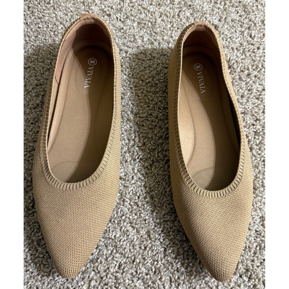 Vivaia Shoes - Vivaia Women's Aria Pointed Toe Tan Ballet Flats Size 11 Preppy